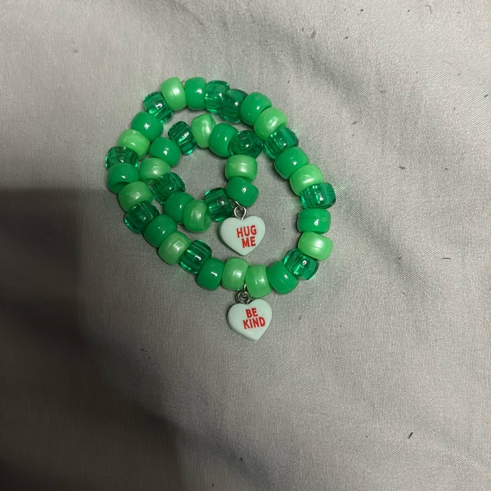 Green valentine Kandi handmade